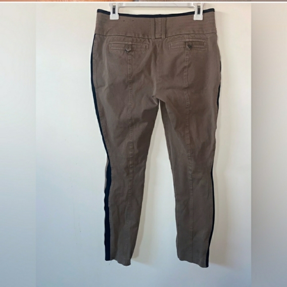 Express Taupe/Tan Straight Leg Tuxedo Side Stripe Riding Pants Zip Pockets 6 - Picture 5 of 8